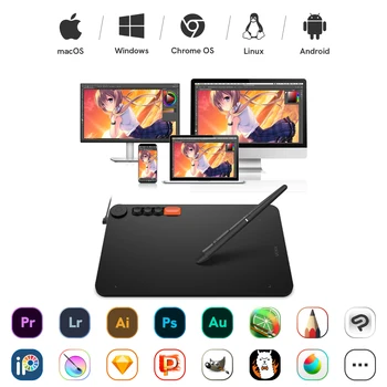 VEIKK 10x6 Palcový Kreslenie Tablet Digitálne Tablet S 4 DIY Klávesy Klávesnice Pero Tabletu Podpora Android Windows, Mac, Linux OS