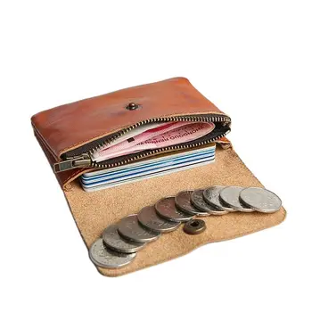 Ručné retro pánske kožené peňaženky krátke kožené peňaženky, pánske a dámske peňaženky študent mini ultra-tenké mince Kabelku Karty
