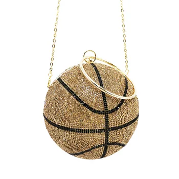 Luxury Diamond Basketbal Spojka Tašky pre Ženy Futbal Tvar Svadobné Party Kabelku a Kabelka Zlato, Striebro Večer Taška